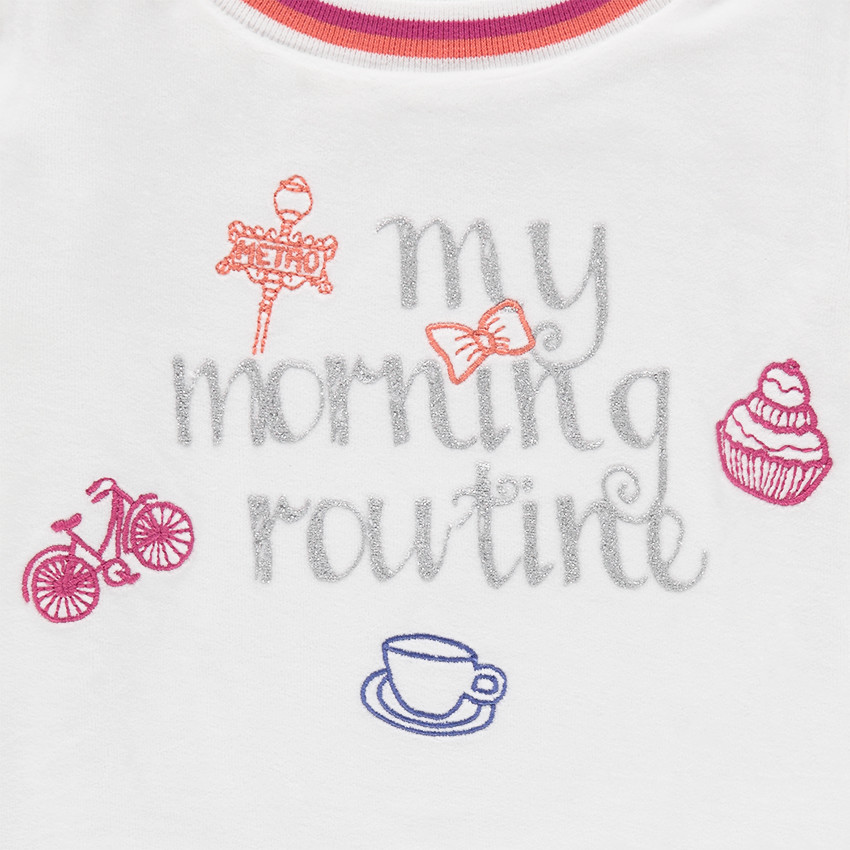 Junior - Pyjama en velours avec inscription printée et broderies 