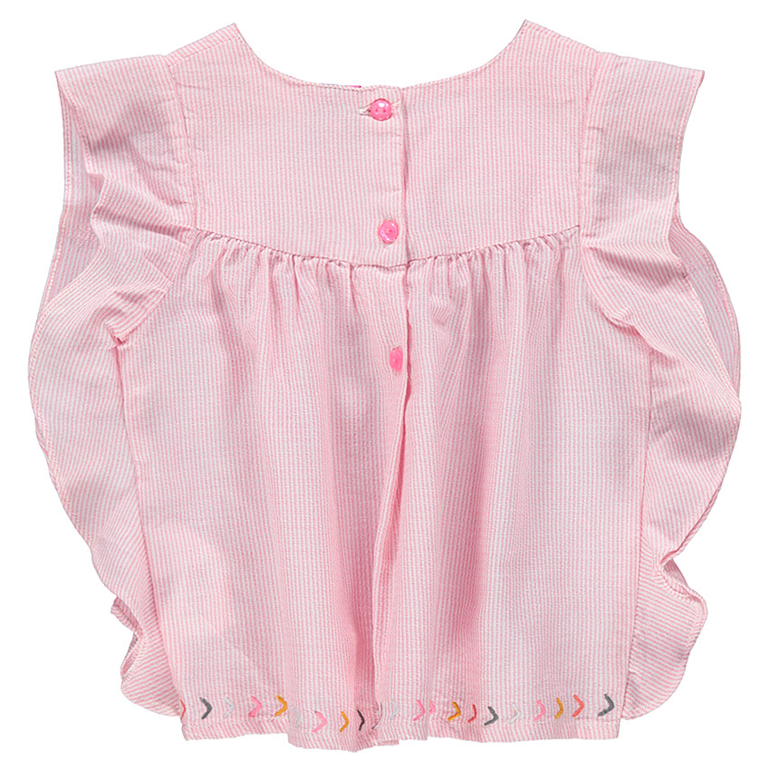 Tunique sans manches à fines rayures et broderies 