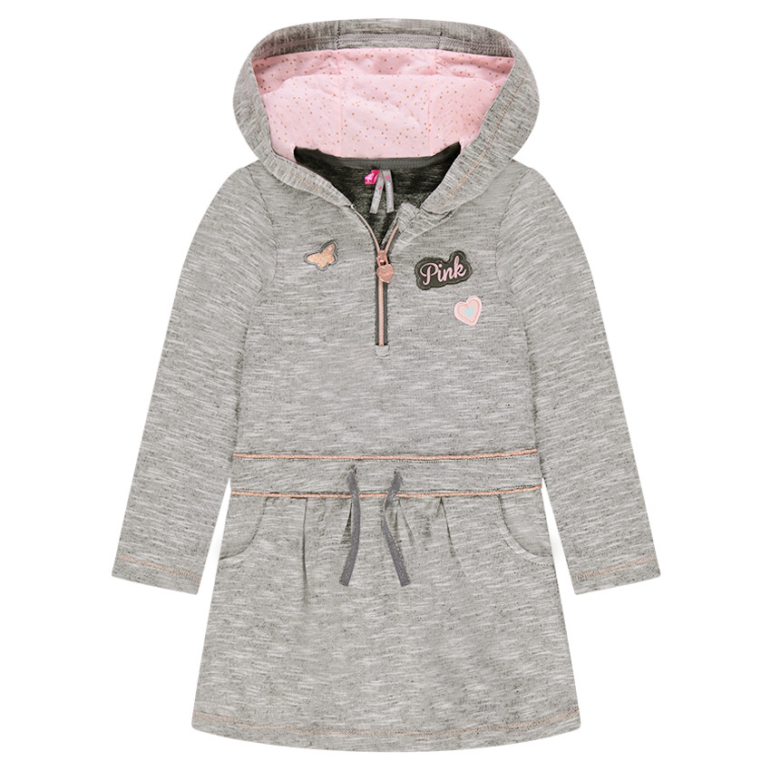Robe à capuche en molleton avec badges papillon et coeur 