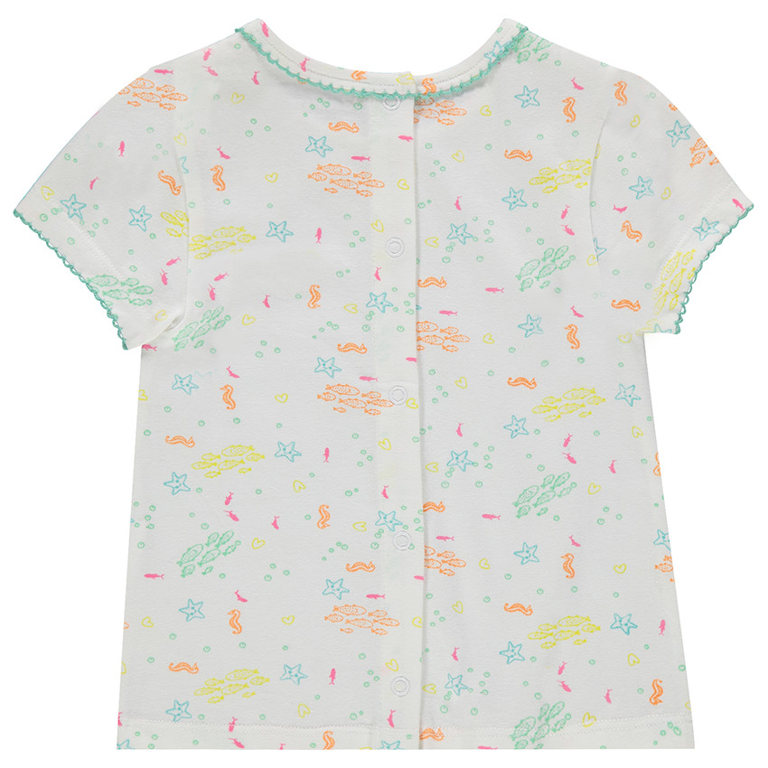 Tee-shirt manches courtes avec poissons imprimés all-over 