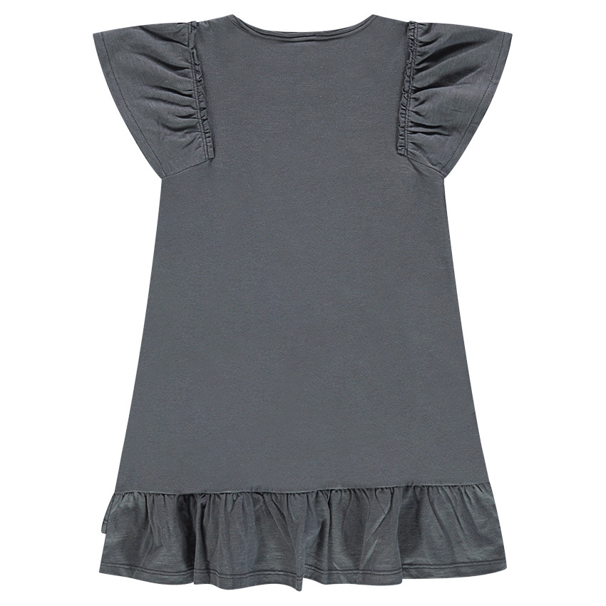 Robe manches courtes en jersey avec broderies et volants 