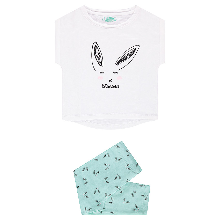 Pyjama en jersey avec tee-shirt forme boîte printé et pantalon imprimé 