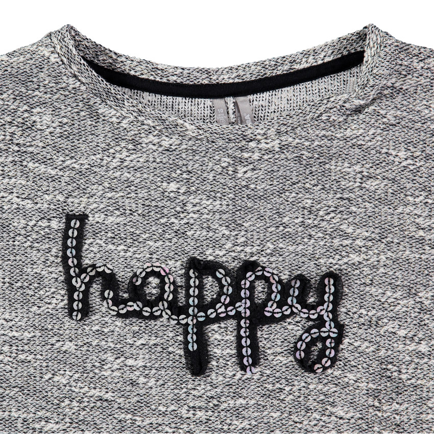Junior - Sweat en molleton chiné avec inscription en sequins 