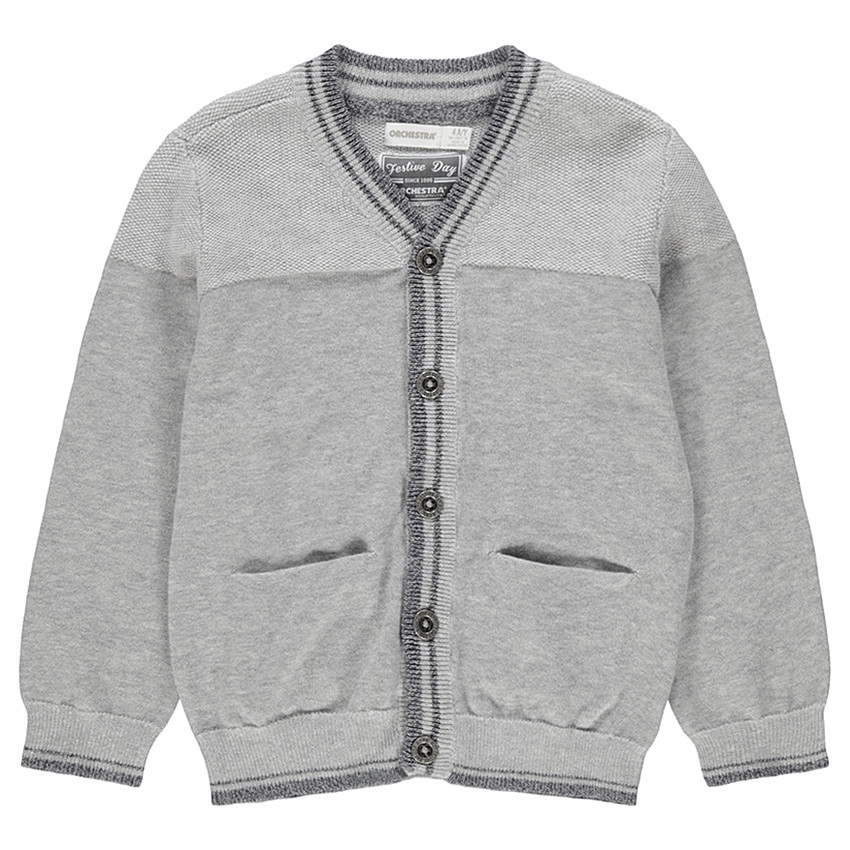 Gilet de cérémonie en tricot avec finitions en bord-côte rayé  