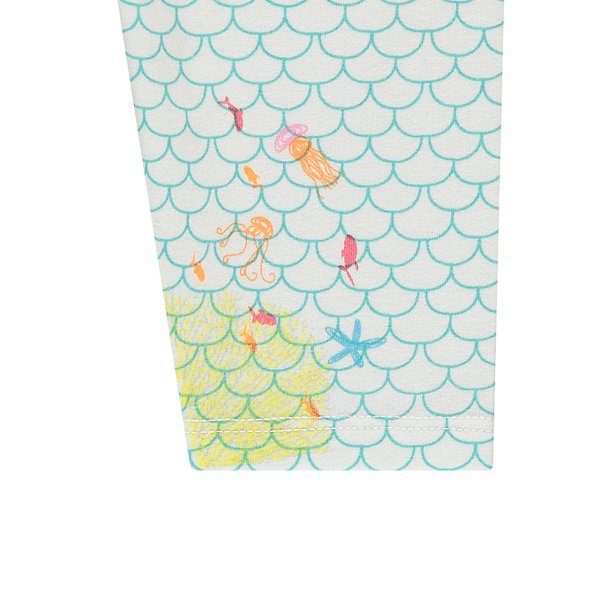 Legging court en jersey à écaille all-over et print fantaisie 