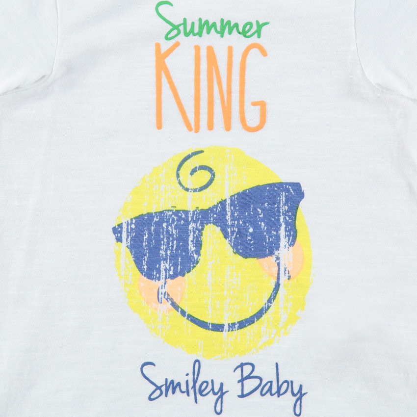 Tee-shirt manches courtes avec Smiley effet crinkle 