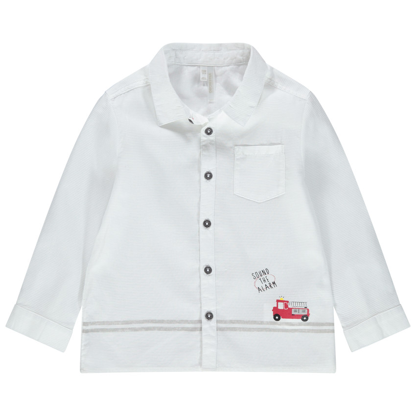 Chemise manches longues en maille fantaisie print camion de pompier 