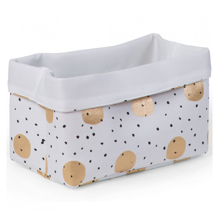 Panier canvas 32x20x20 cm – Boules dorées  