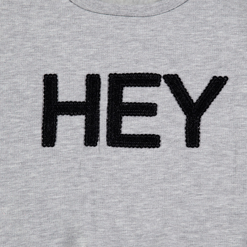 Junior - Sweat en molleton chiné avec inscription patchée 