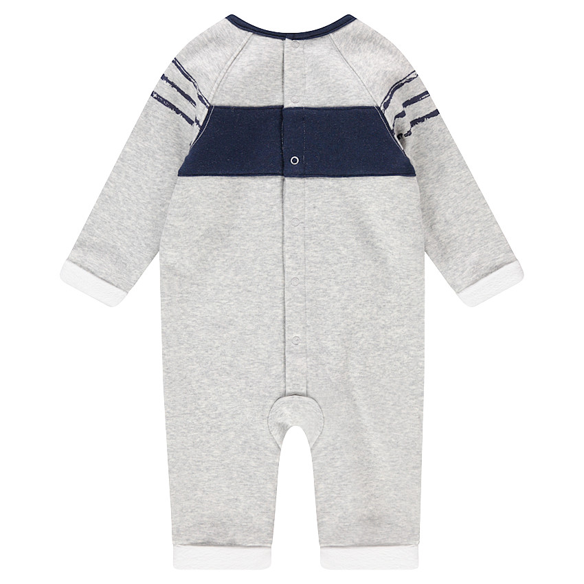 Combinaison longue en maille doublée sherpa avec bandes et poche kangourou 