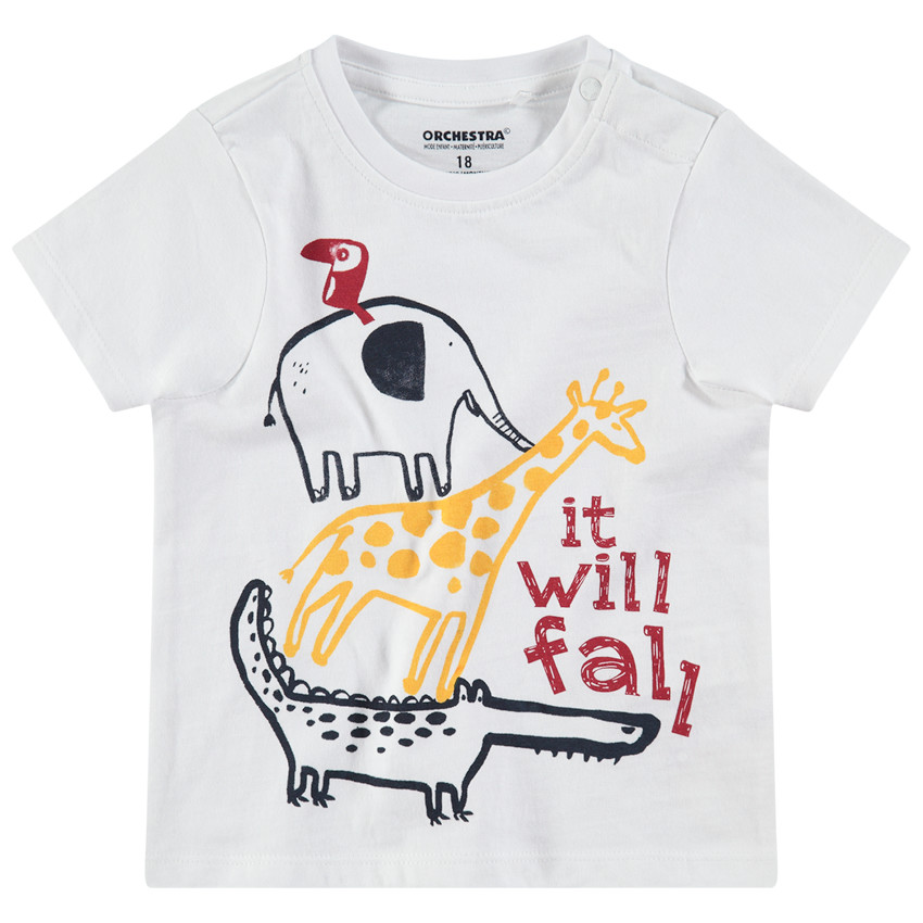 Tee-shirt manches courtes en jersey avec animaux de la jungle printés 