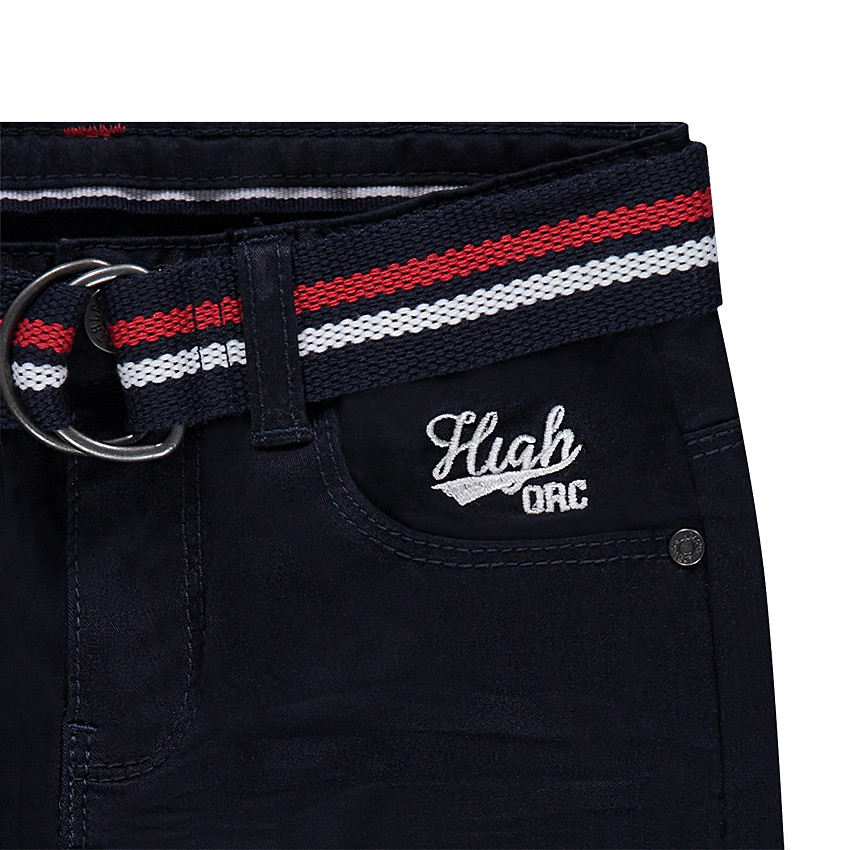 Pantalon effet crinkle avec ceinture tressée amovible à rayures colorées  