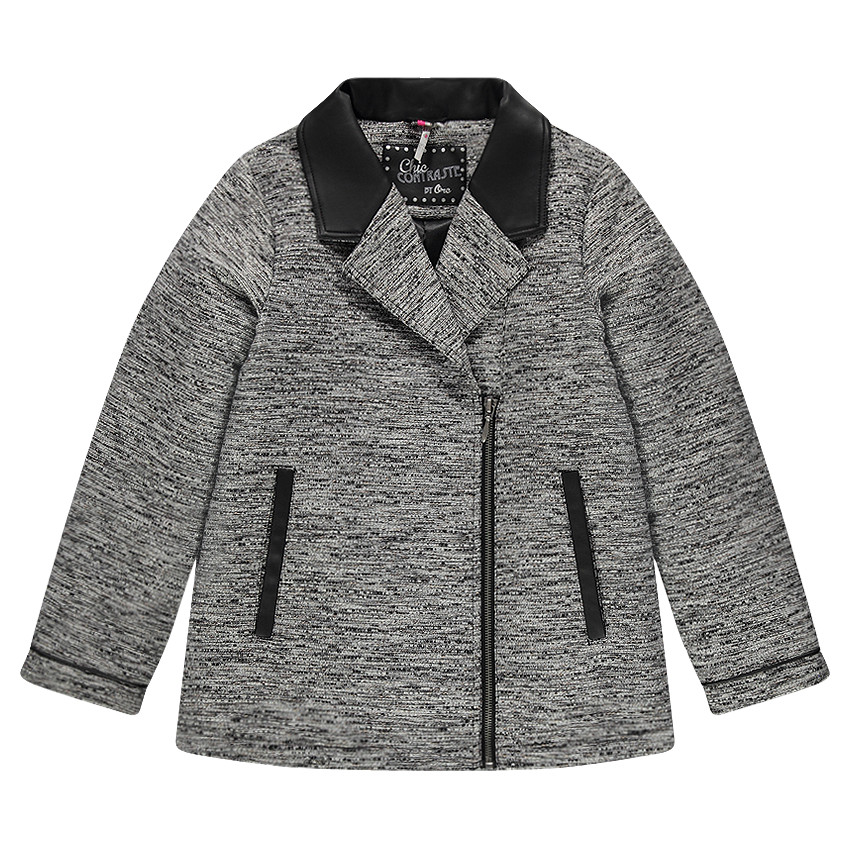 Junior - Manteau en jacquard et simili cuir 