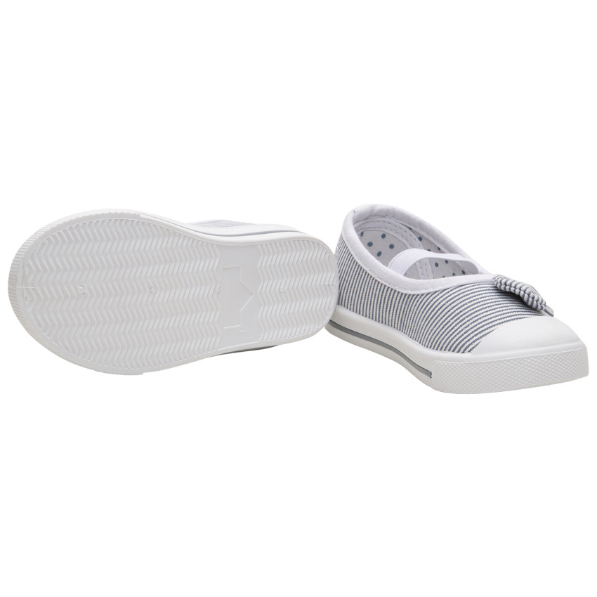 Babies en toile rayée mélangée de fils brillants et noeud du 20 au 23 