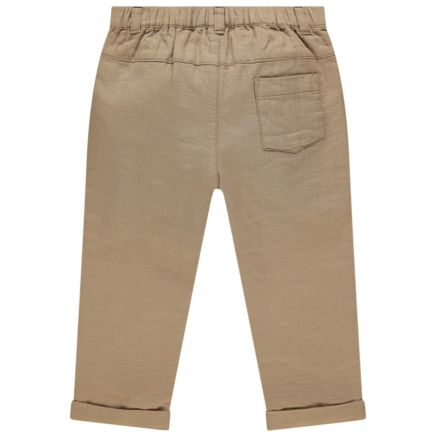 Pantalon en toile doublé jersey à bouledogue brodé 