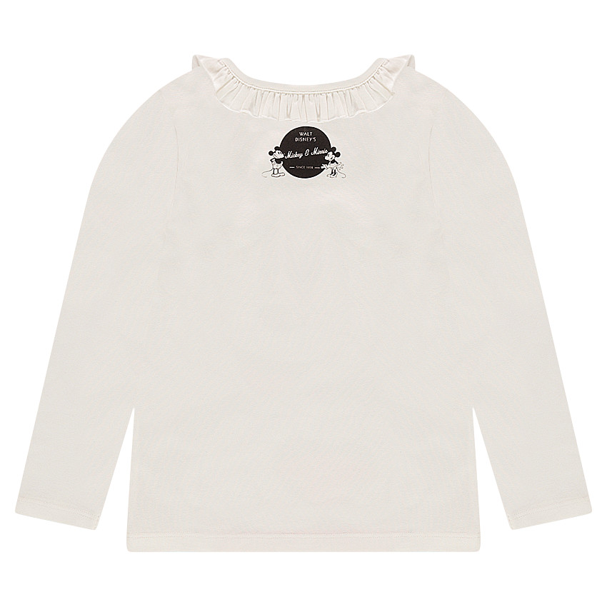 Tee-shirt manches longues en jersey avec print Disney Mickey et encolure volantée 