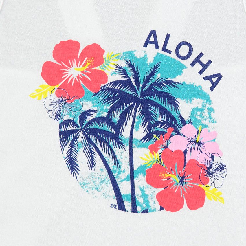 Junior - Débardeur avec print tropical et bretelles croisées au dos 