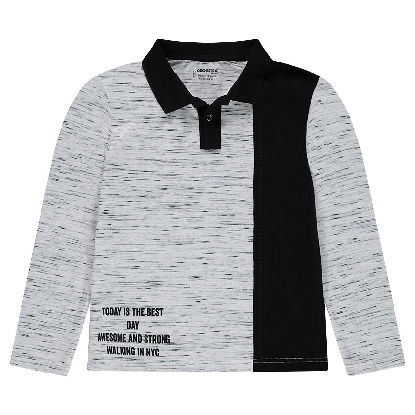 Junior - Polo en jersey effet slub avec inscription printée 
