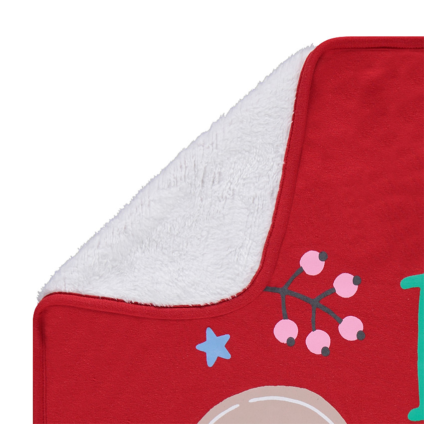 Couverture en jersey et sherpa avec personnages de Noël printés 