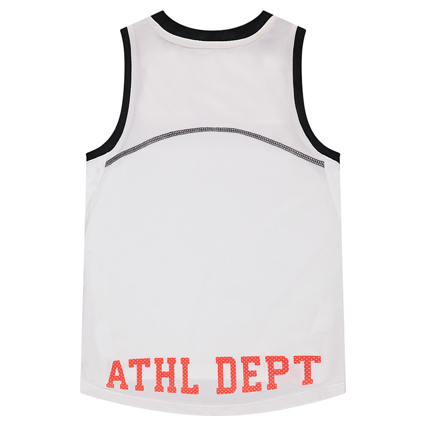 Débardeur en polyester avec inscription printée effet mesh au dos 
