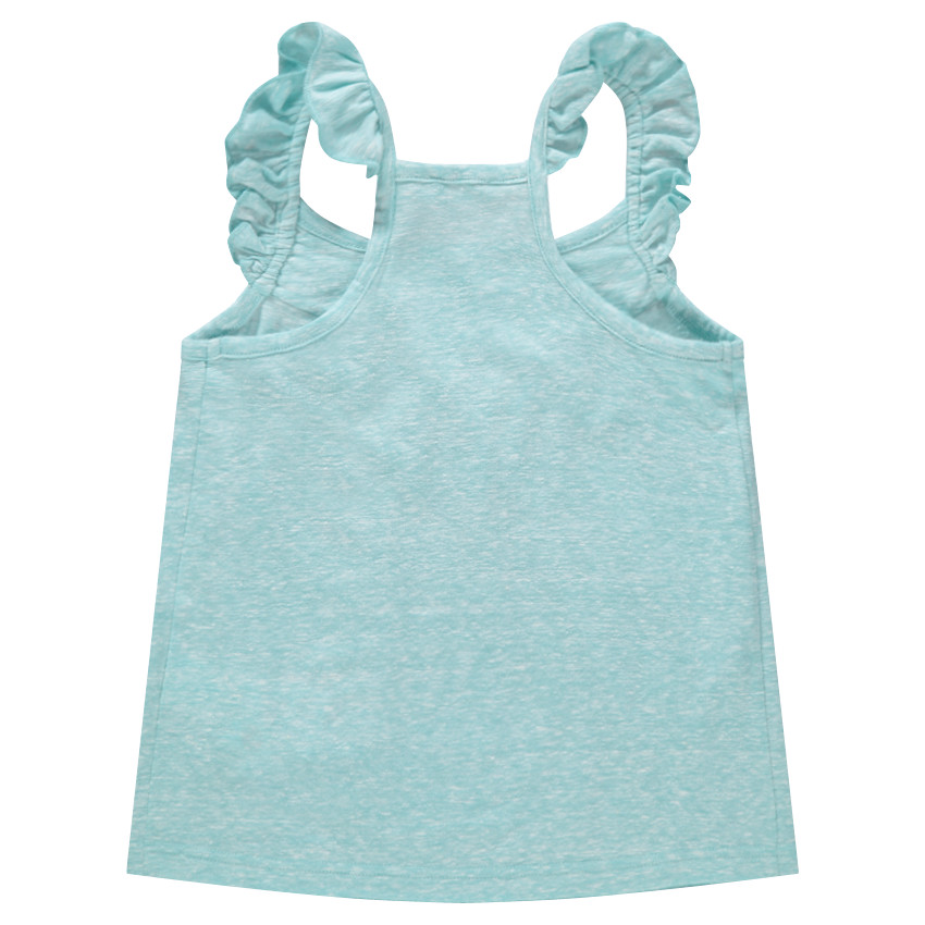 Débardeur en coton chiné avec bretelles volantées 