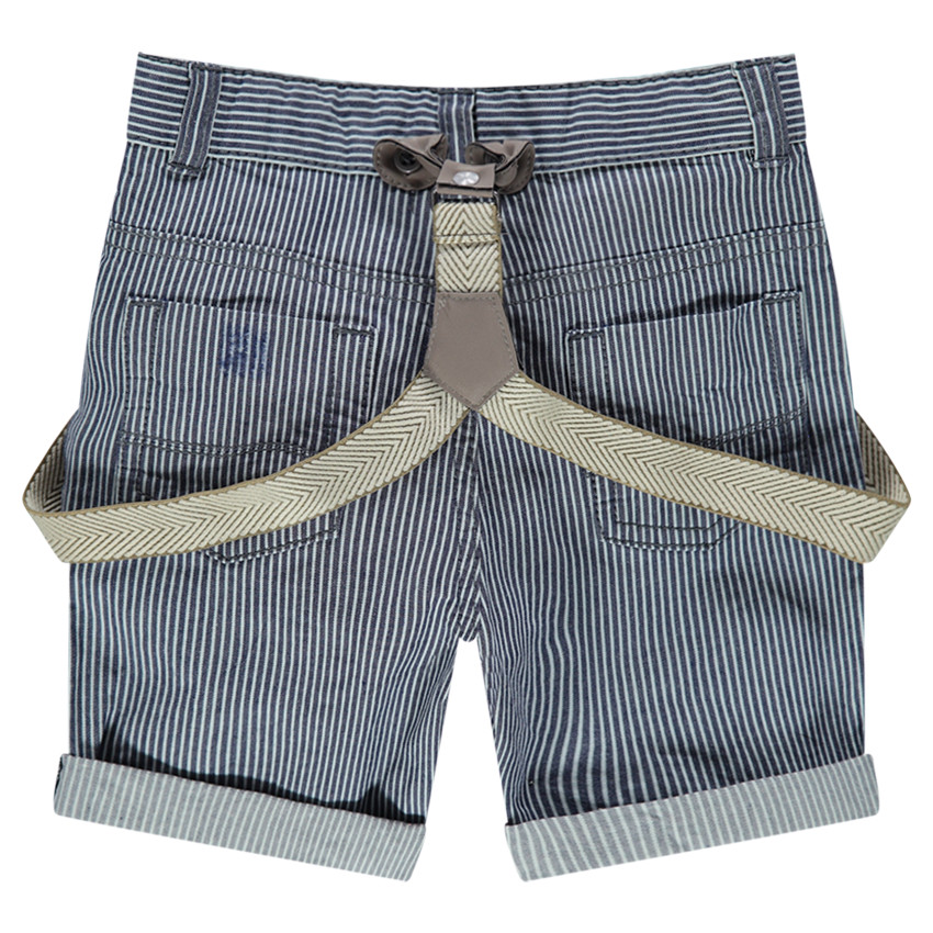 Bermuda en twill à rayures avec bretelles amovibles 