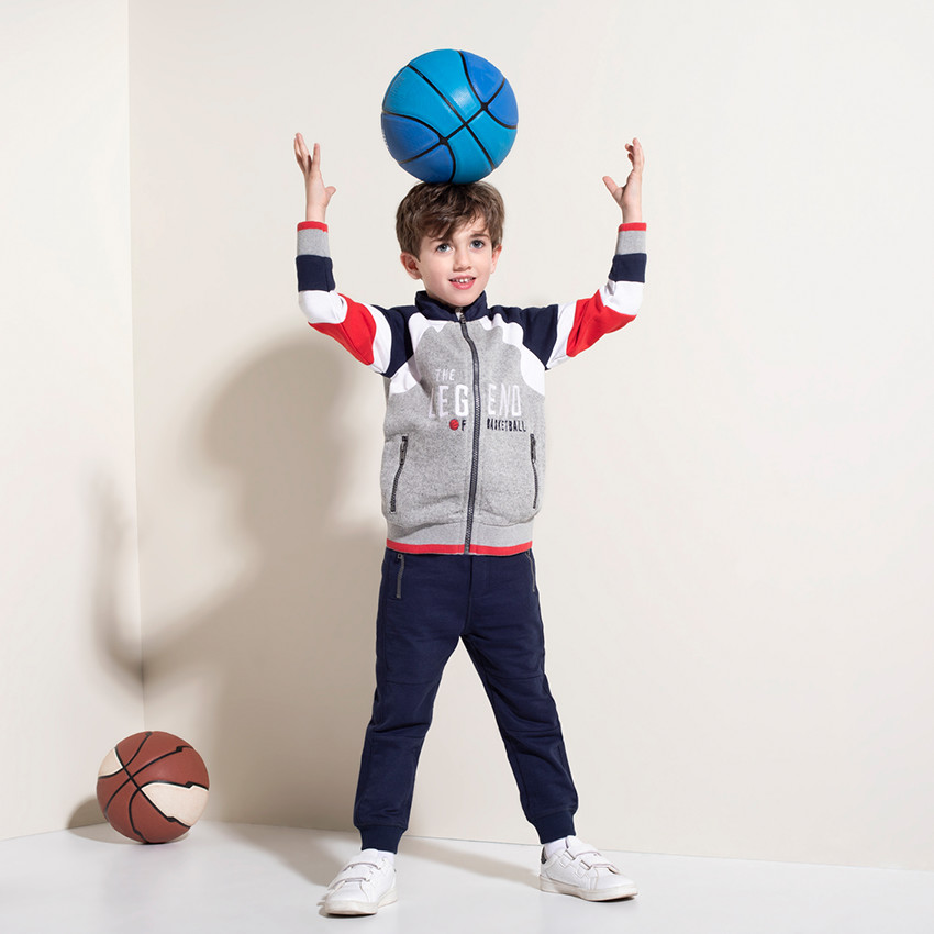 Jogging en molleton avec inscription brodée et poches zippées 