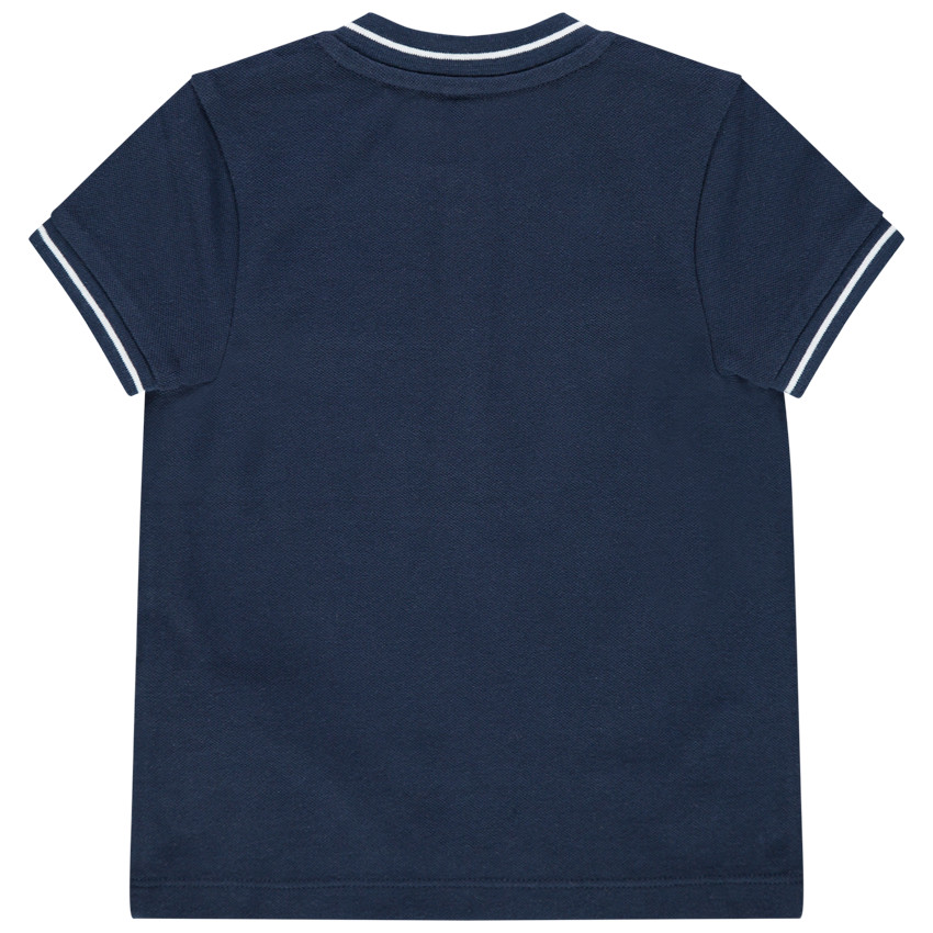 Polo manches courtes en coton bio à rayure contrastée 