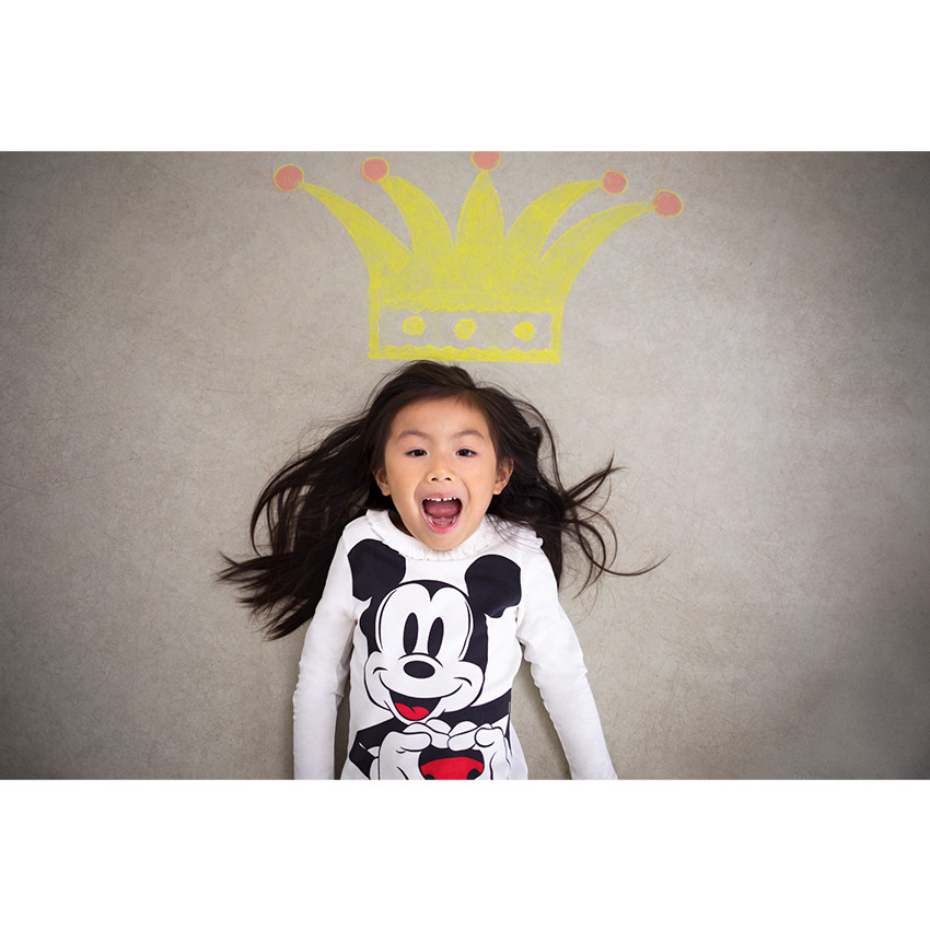 Tee-shirt manches longues en jersey avec print Disney Mickey et encolure volantée 