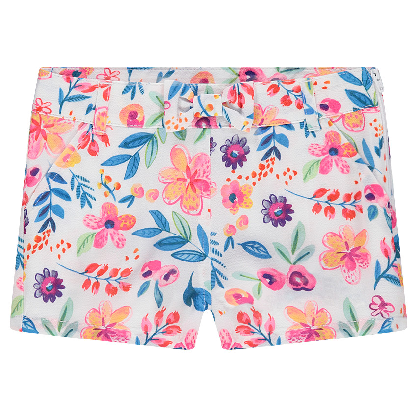 Short en crêpe à fleurs all-over et noeud 
