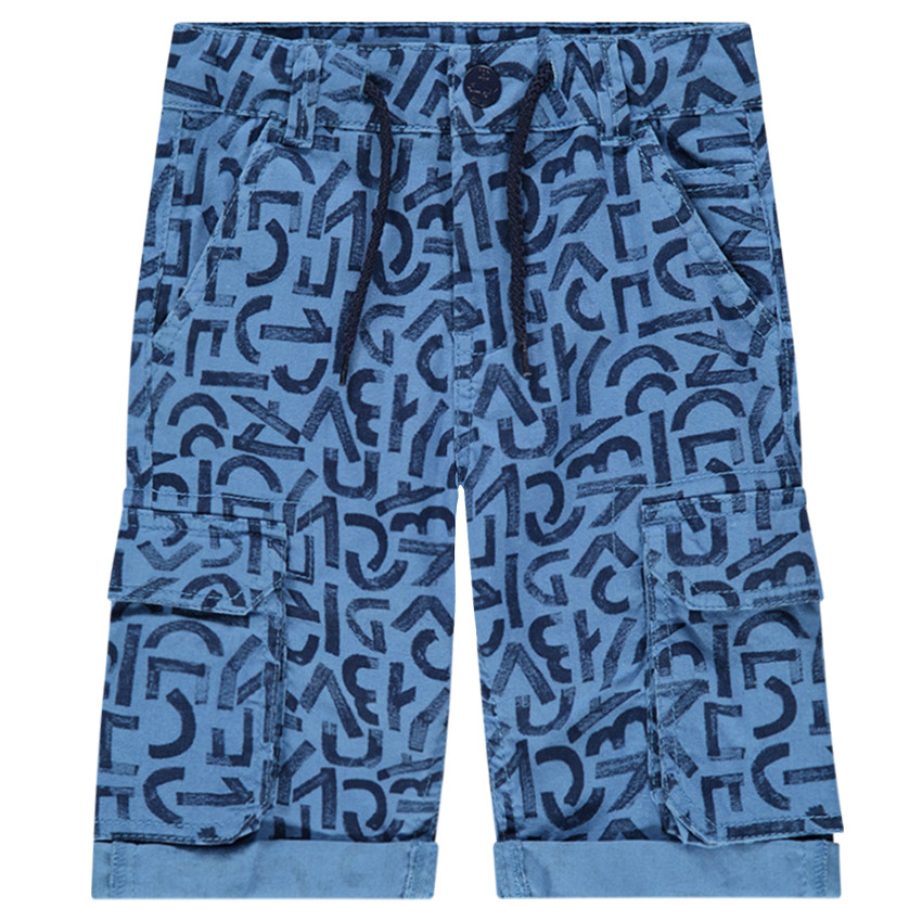 Bermuda en coton avec lettres imprimées all-over et poches 