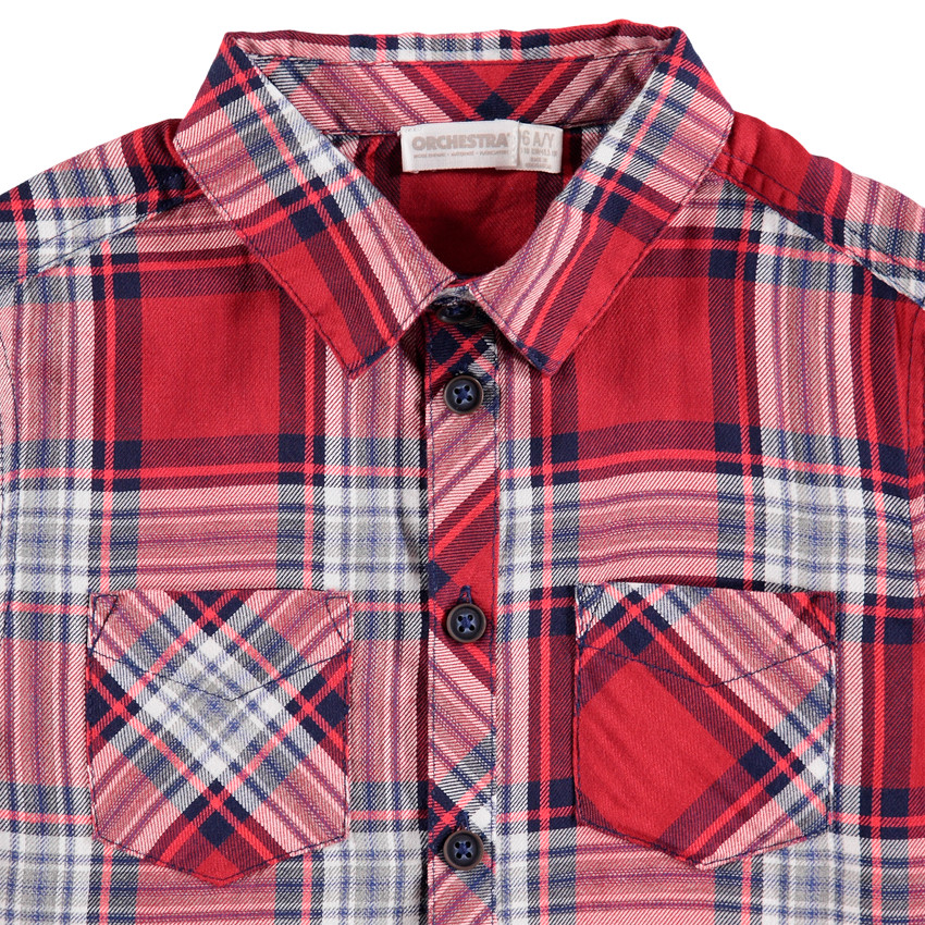 Chemise manches longues à larges carreaux contrastés 