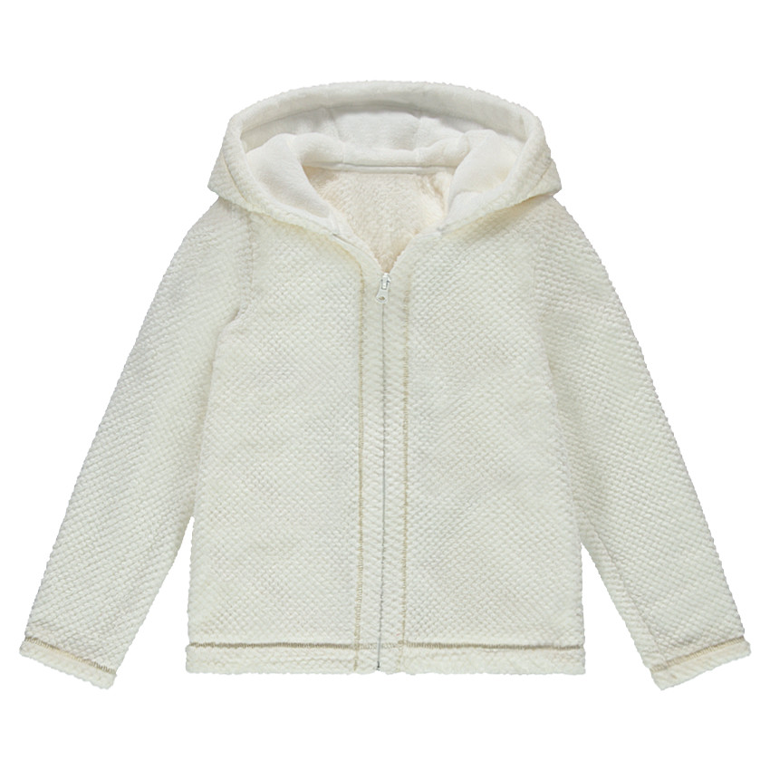 Junior - Gilet à capuche en sherpa zippé style robe de chambre 