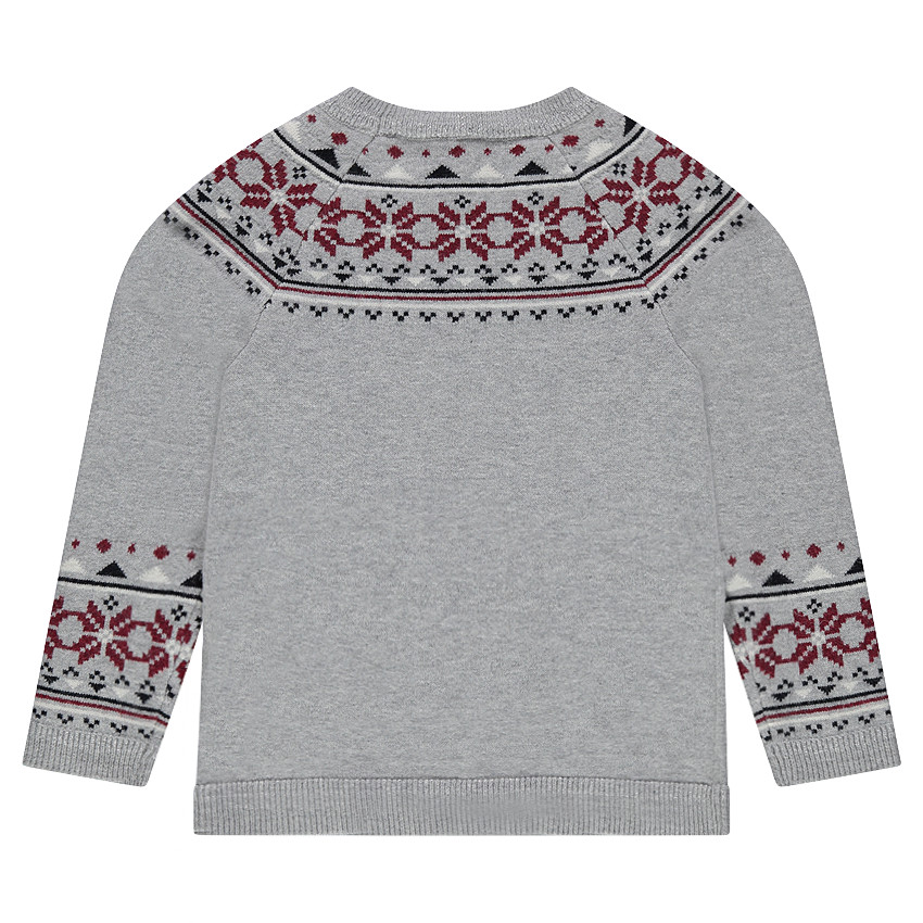 Junior - Pull en tricot motif jacquard avec cerf brodé 