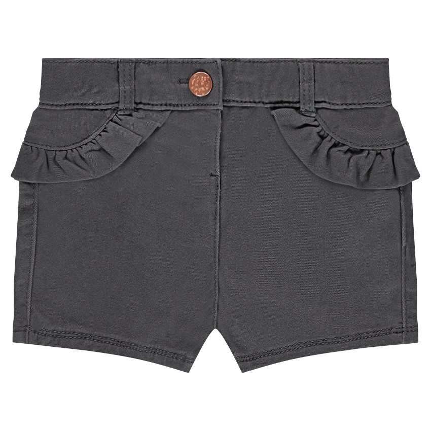 Short en twill avec empiècements volantés 
