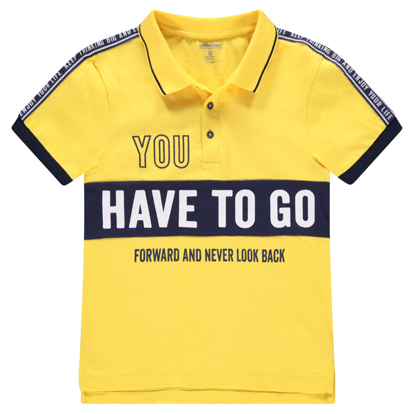 Junior - Polo manches courtes en jersey avec inscriptions printées 