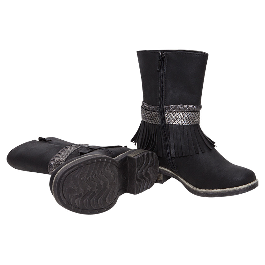 Bottines à franges et lanières fantaisie 
