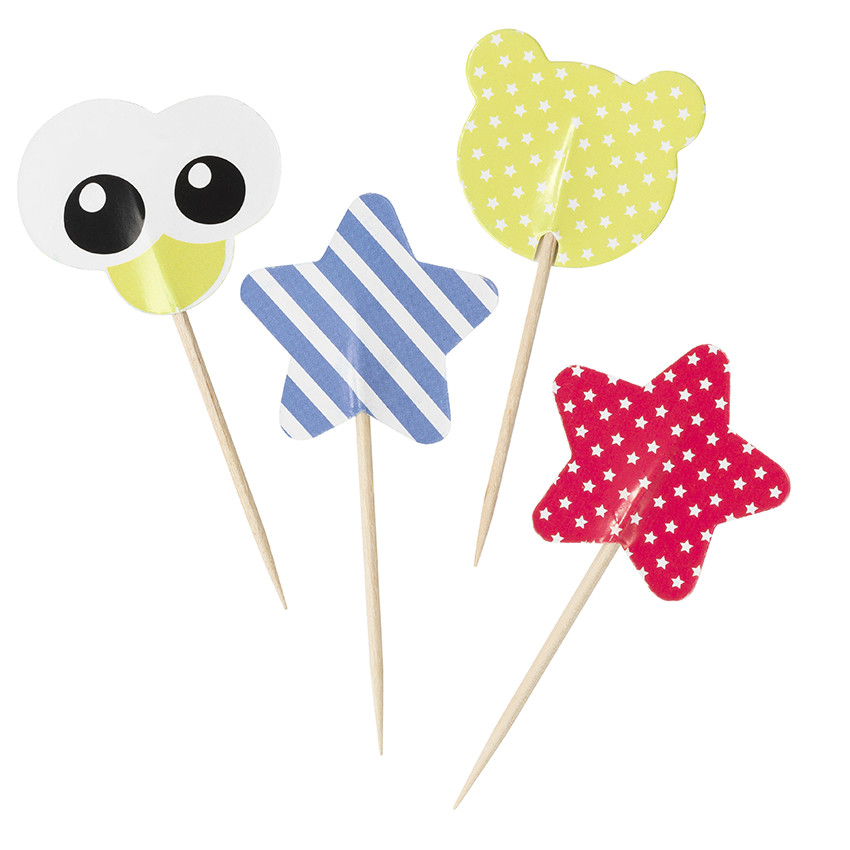 Lot de 10 piques à gateau d'anniversaire en bois Dragon 