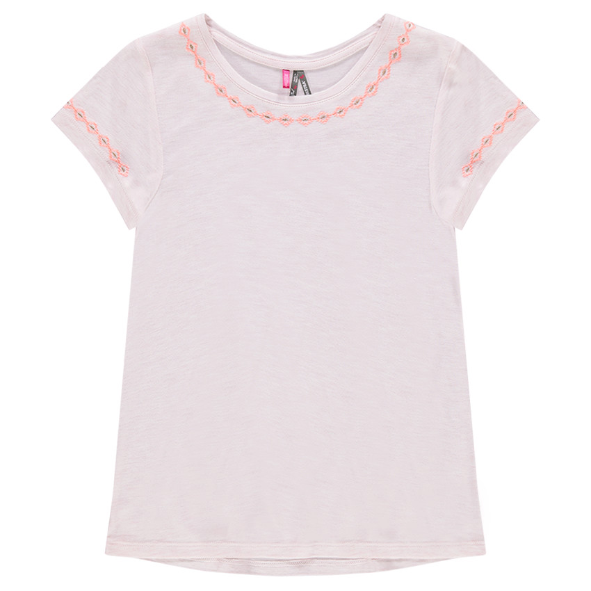 Tee-shirt manches courtes avec fines broderies 