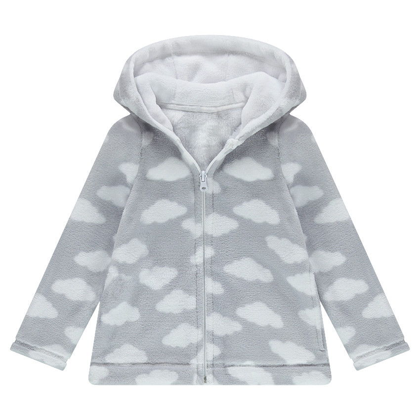 Gilet en sherpa style robe de chambre imprimé nuages 