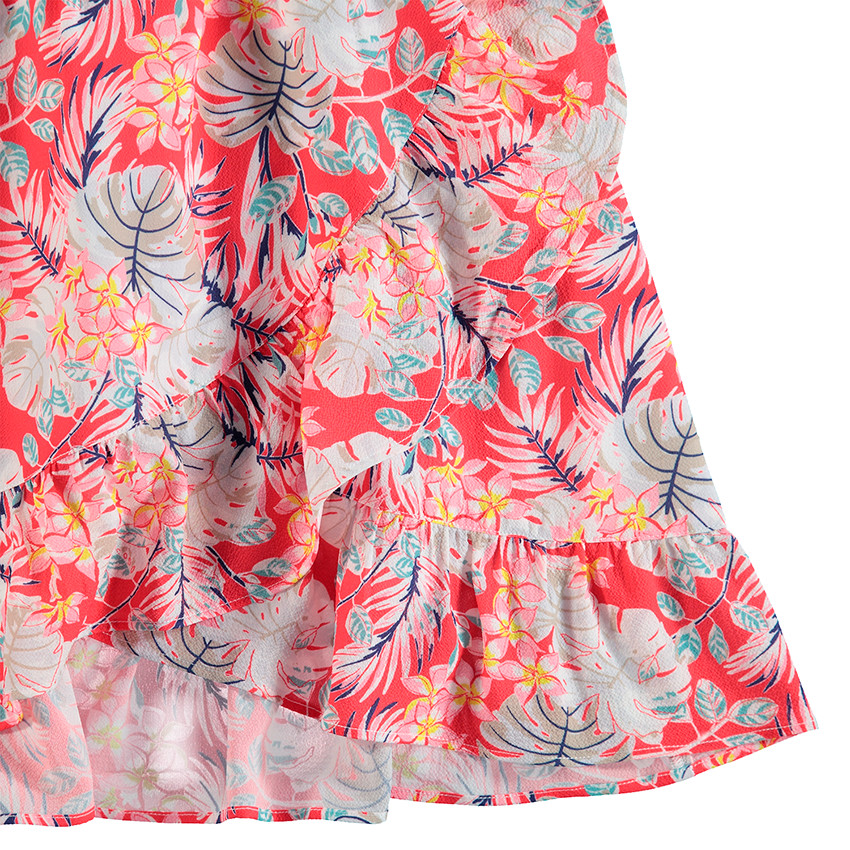 Junior - Robe à épaules ajourées imprimée fleurs all-over 