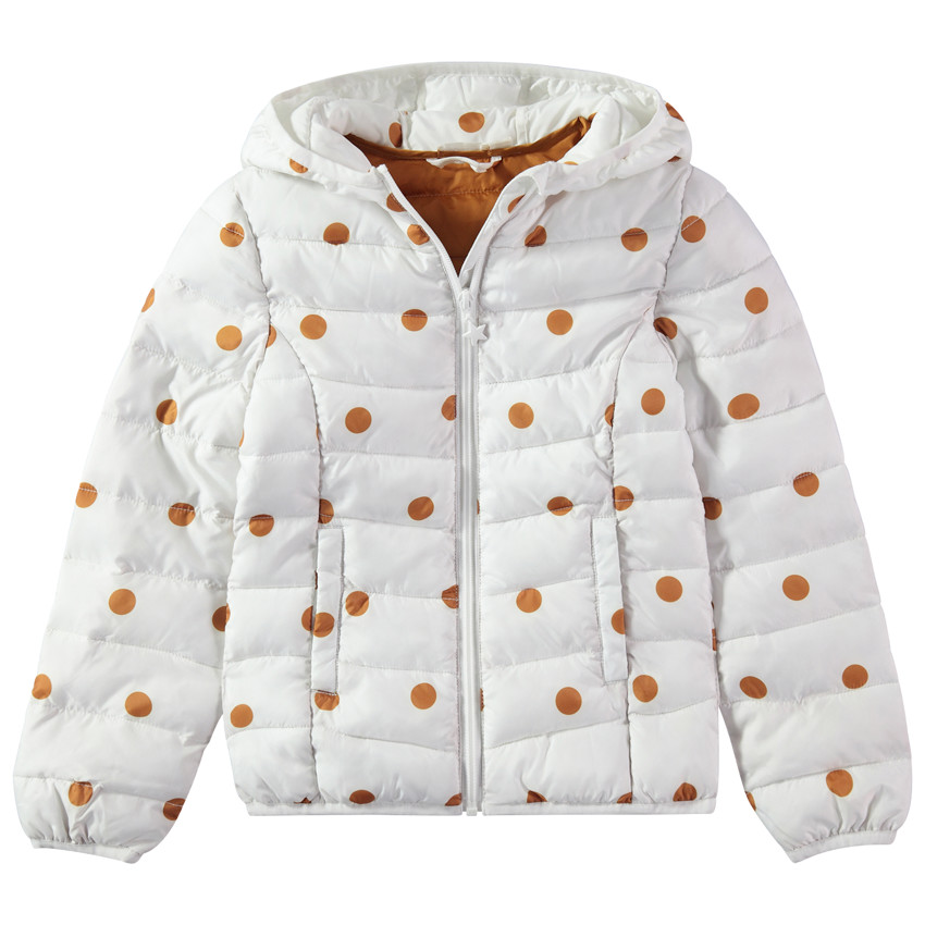 Doudoune light* imperméable à capuche avec sac de rangement à message printé 