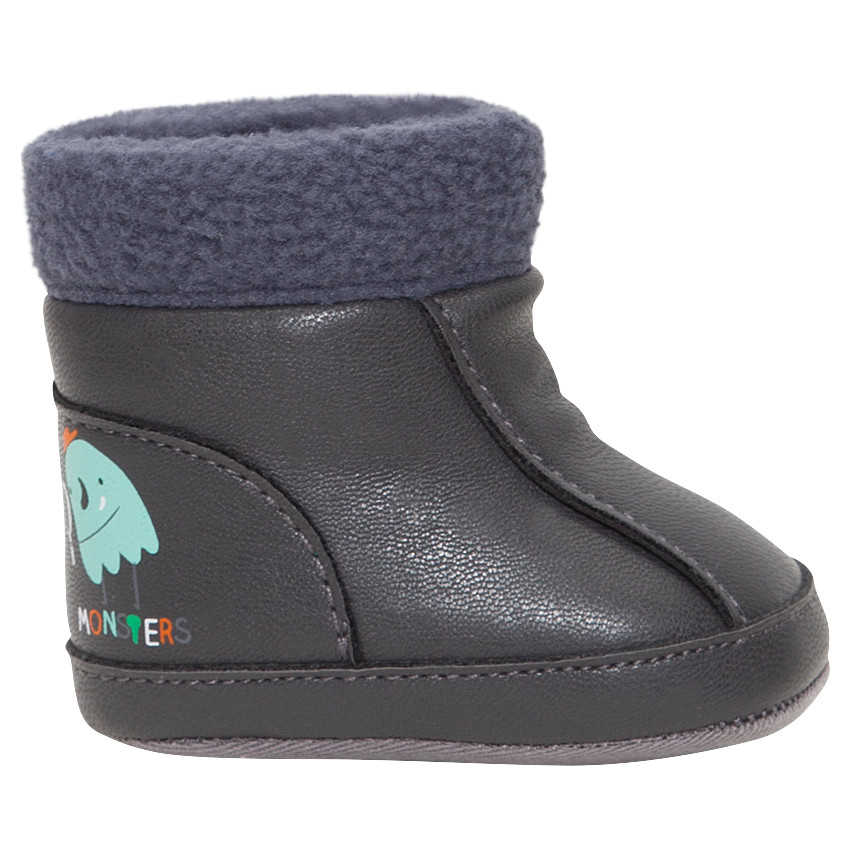 1/2 bottes souples avec col en fausse fourrure 