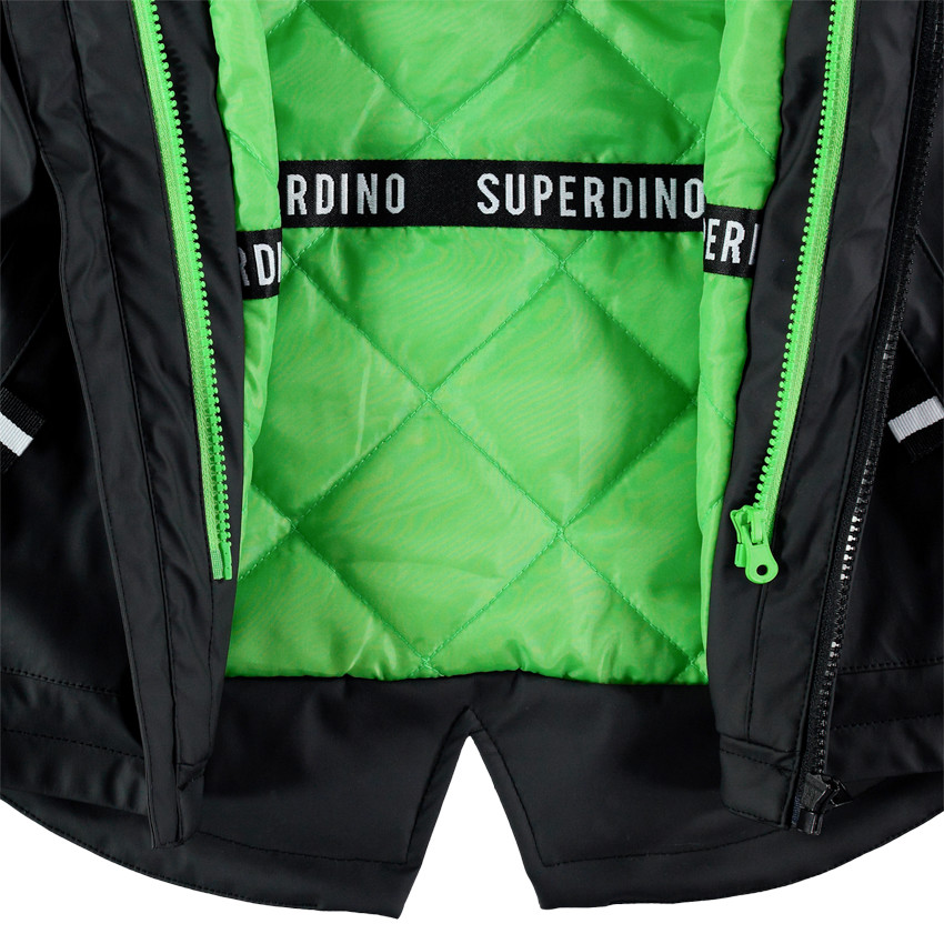 Parka 3 en 1 motif dinosaure doublée micropolaire 