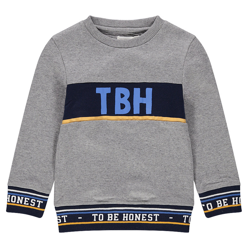 Sweat en molleton avec rayures et inscriptions contrastées 