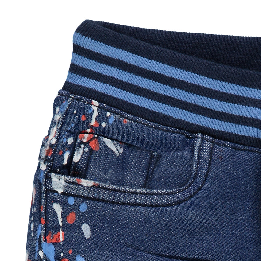 Bermuda en molleton effet jeans used avec taches colorées 