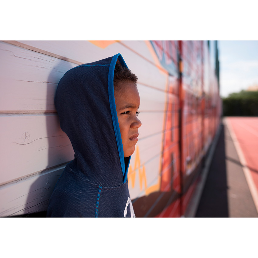 Sweat en molleton à capuche avec print esprit sport et poches zippées 