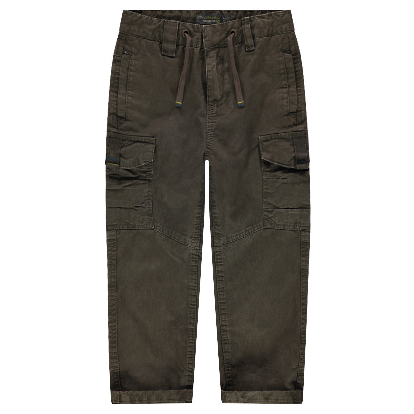 Pantalon en twill kaki surteint à poches 