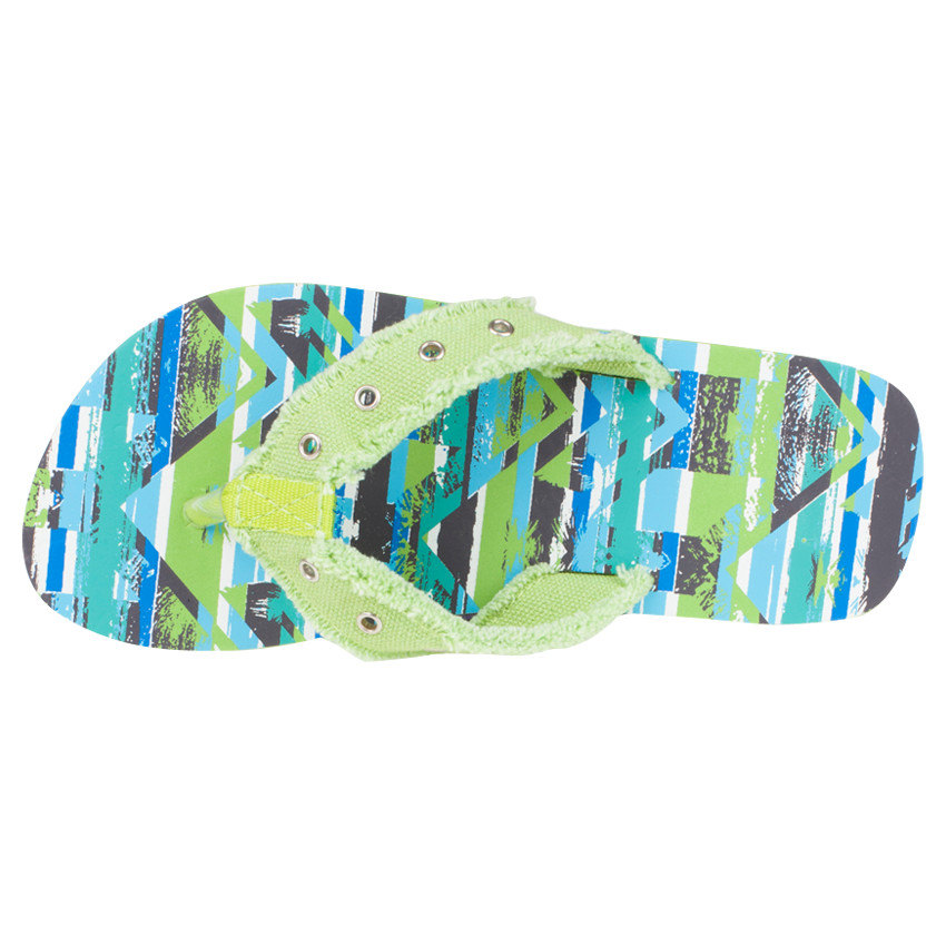 Tongs imprimées graphique avec bride textile et eyelets métalliques 