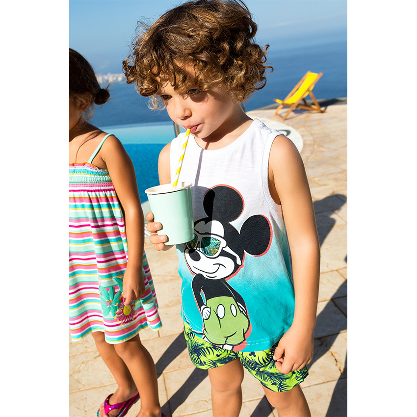 Short de bain Disney print végétal et serti Mickey 